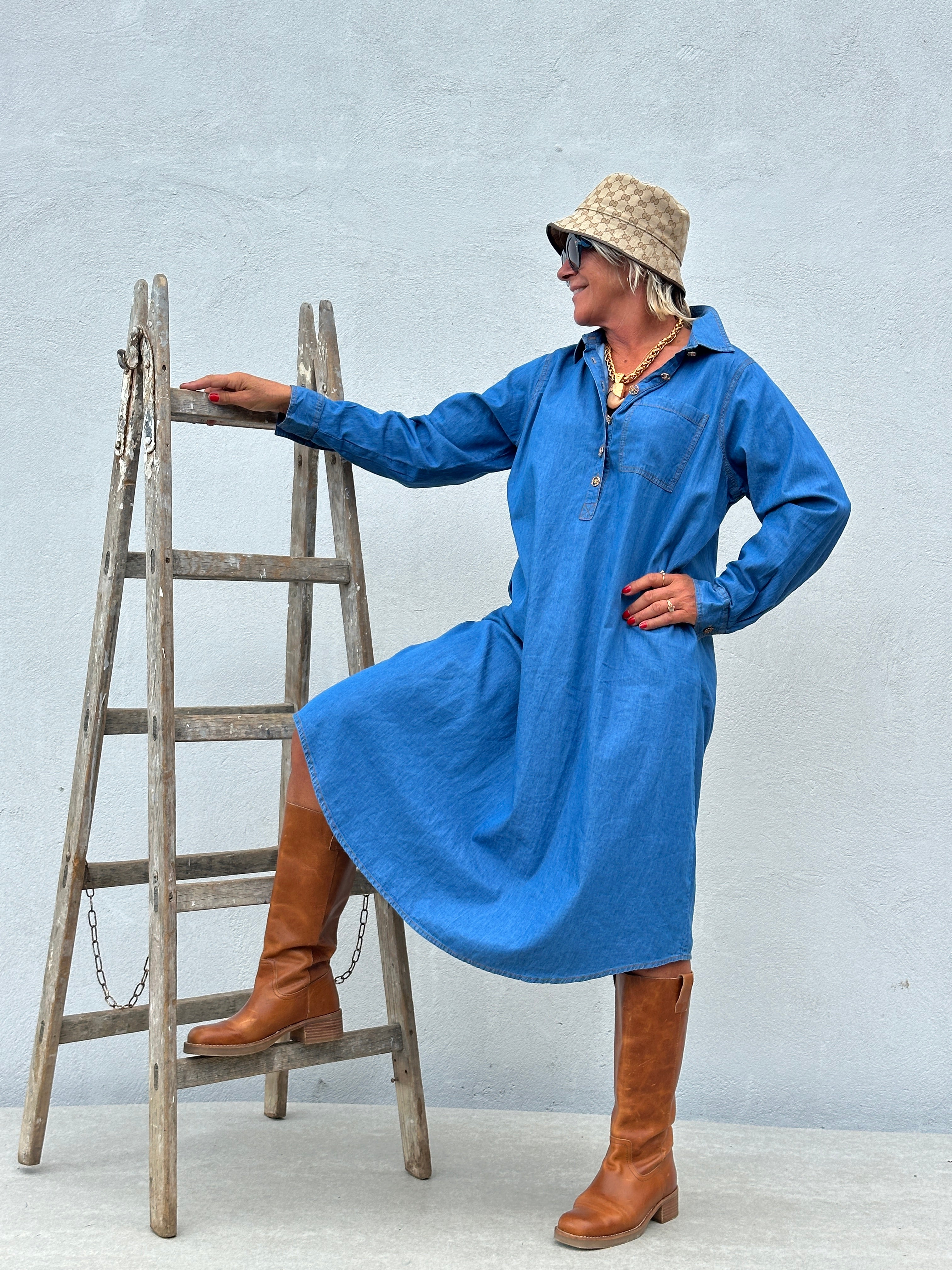Gaspar 2607706 Lucca denim dress blue
