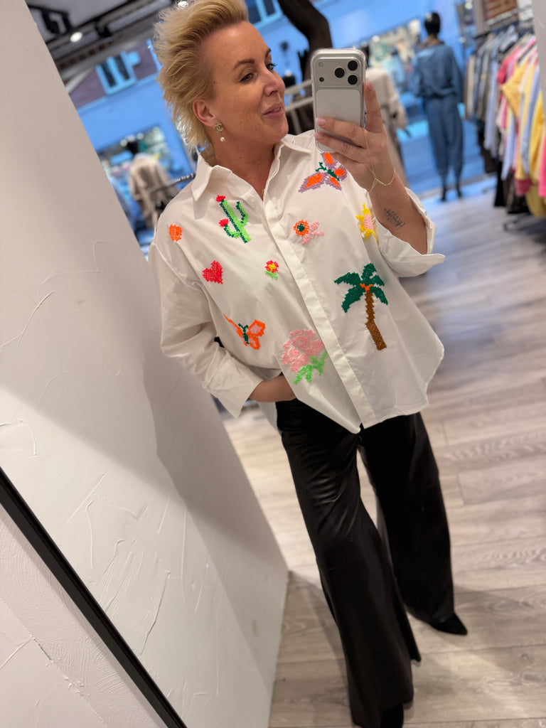 Boho Love B1327-01 skjorte palm white