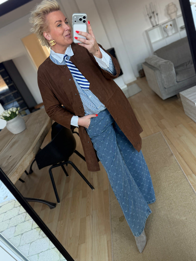 Depeche 51324 Sandy shirt dress suede choco