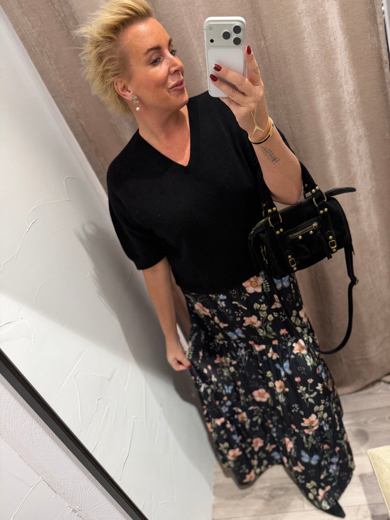 Design By Laerke flower nederdel black