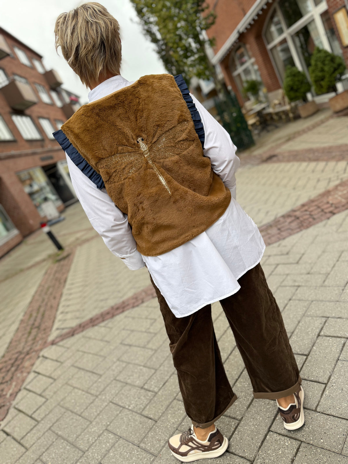 Gaspar 2607352 Duffy frill waistcoat khaky