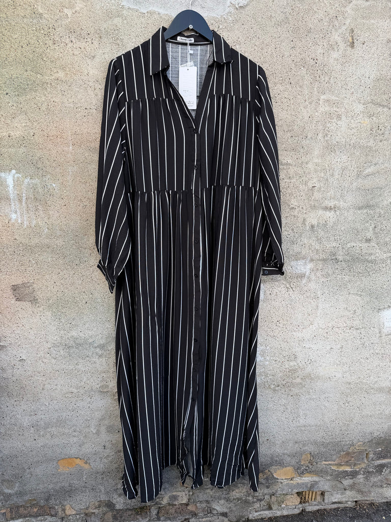 By Engbork Aurora stripe dress black