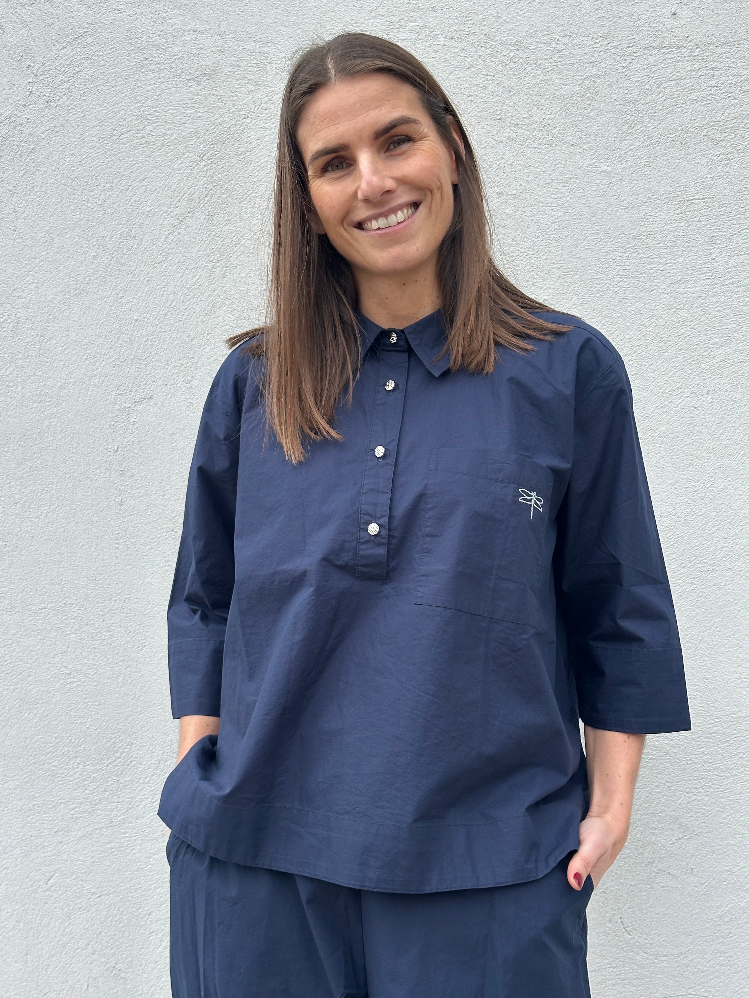 Gaspar 2601305 Porto blouse poplin dark