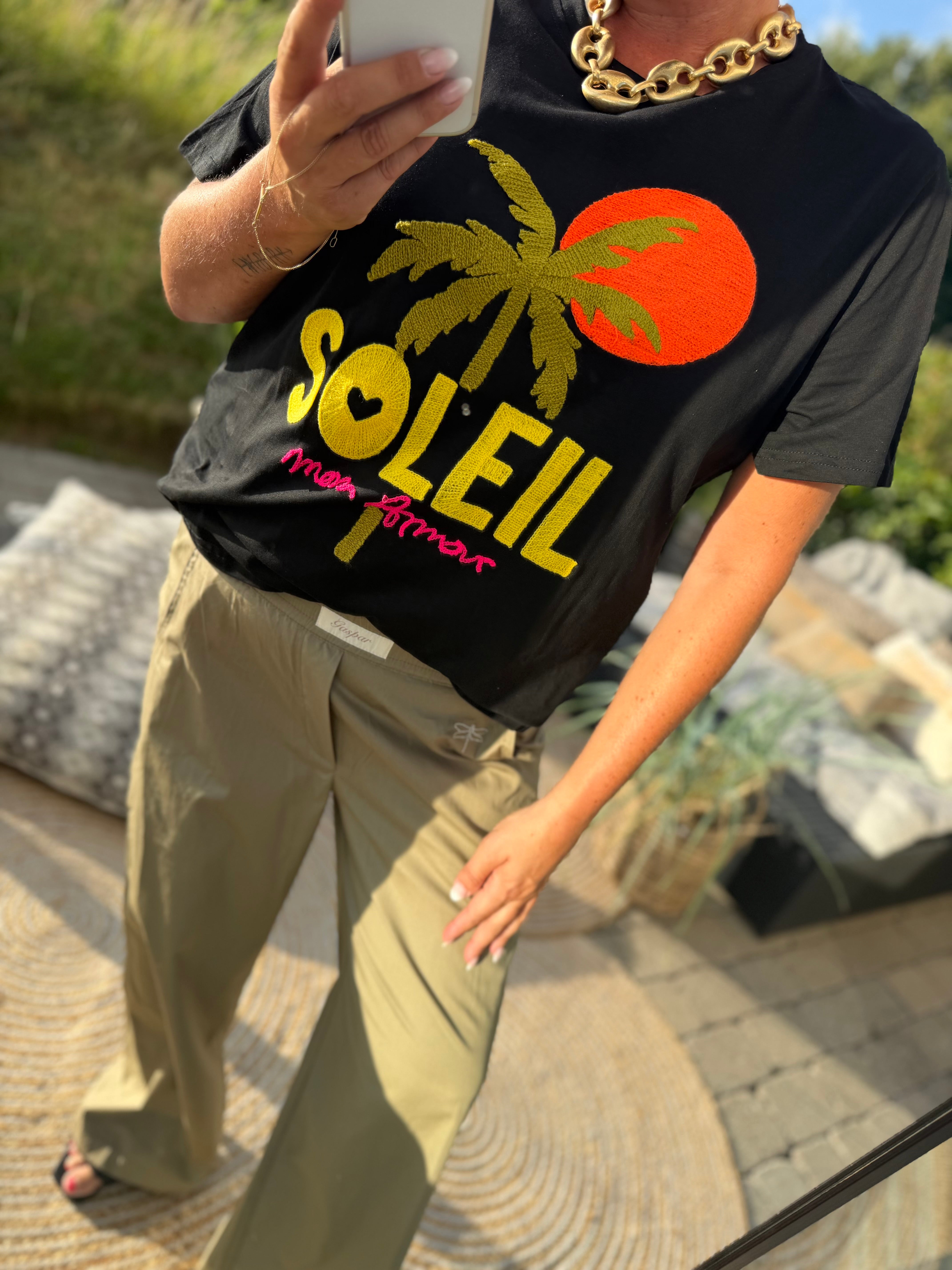 Soleil palm sun T-shirt black
