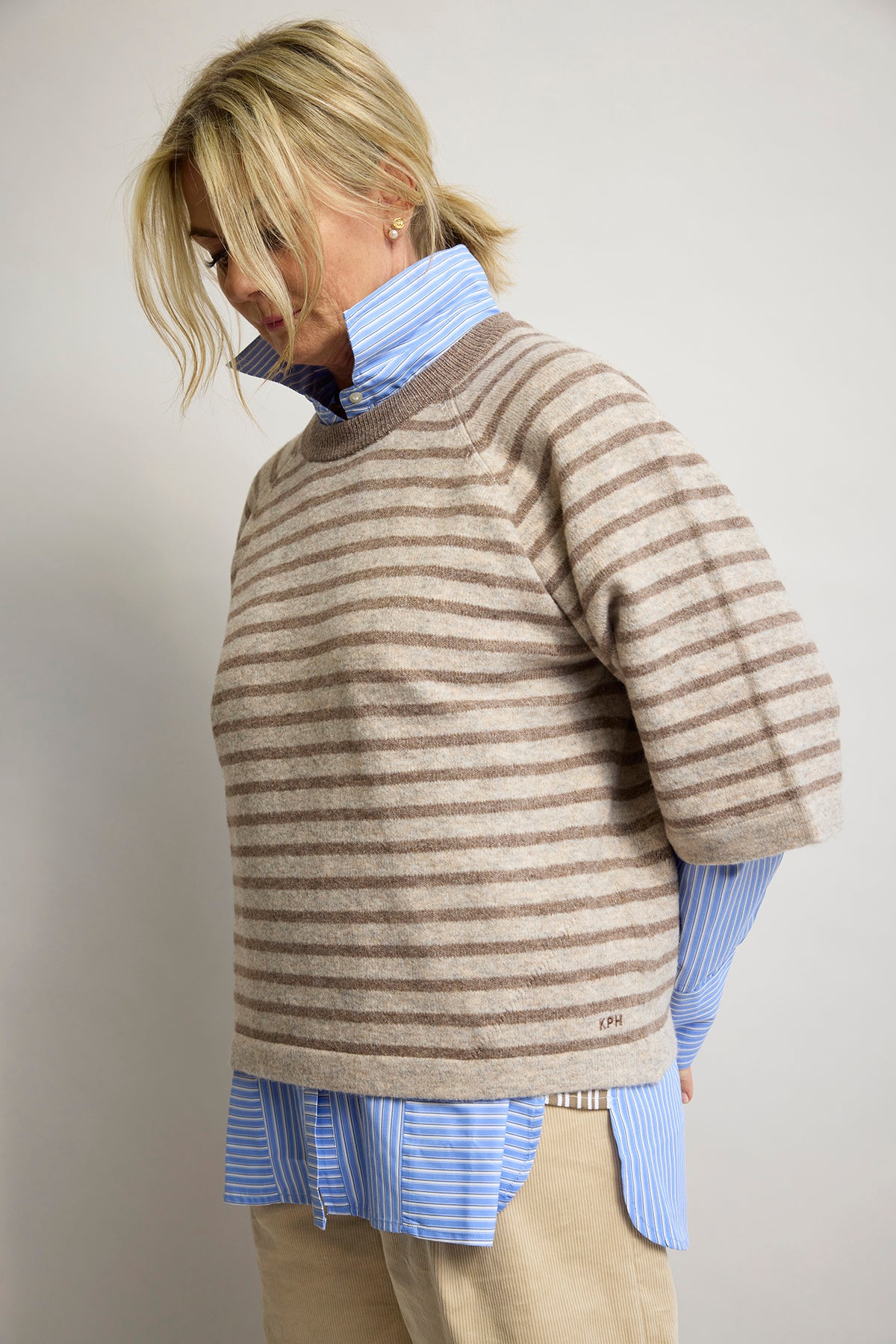 Kopenhaken 9001671 Carla knit stripe T-shirt savannah tan