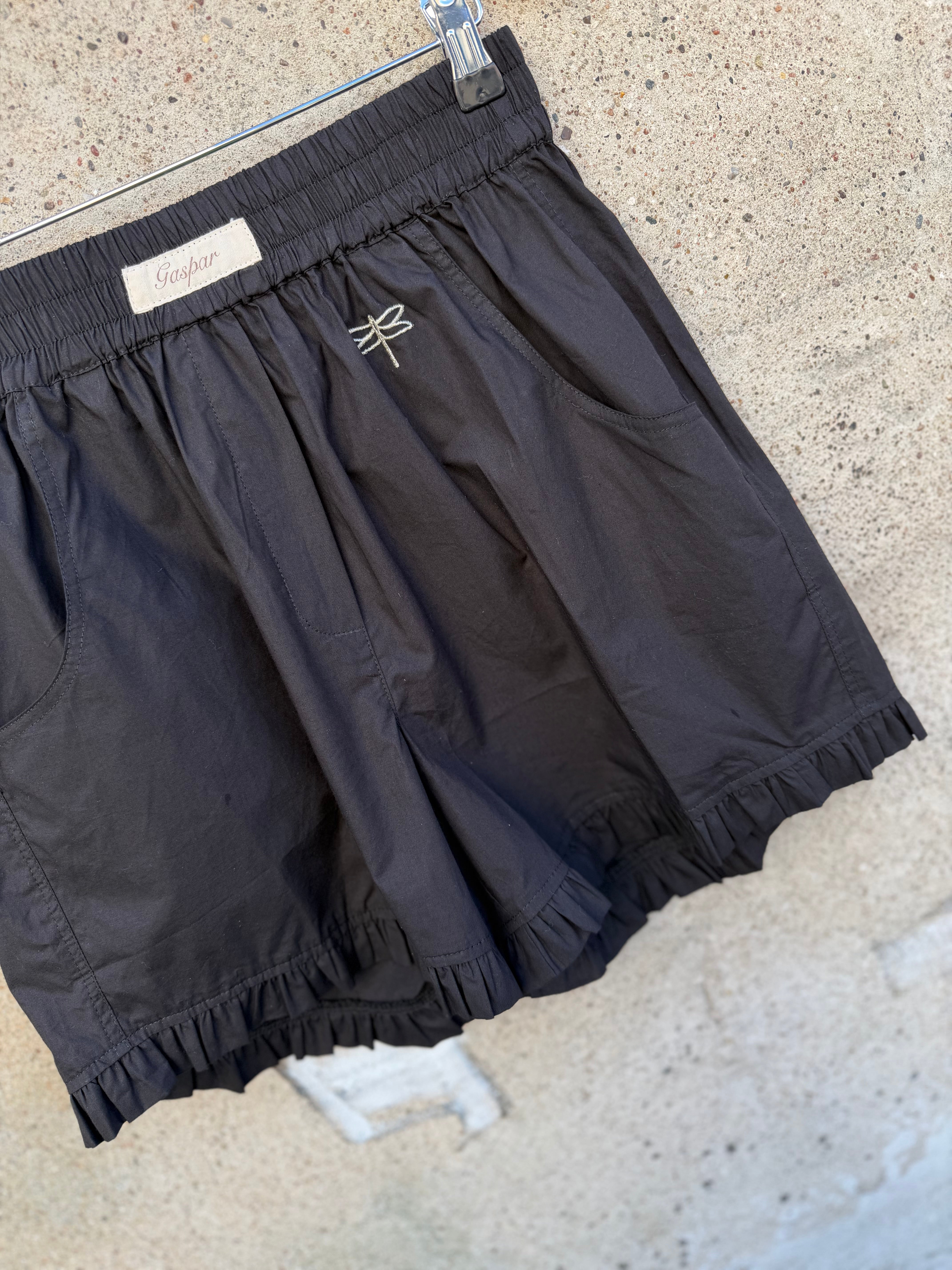 Gaspar 2501913 Honolulu poplin frill shorts black