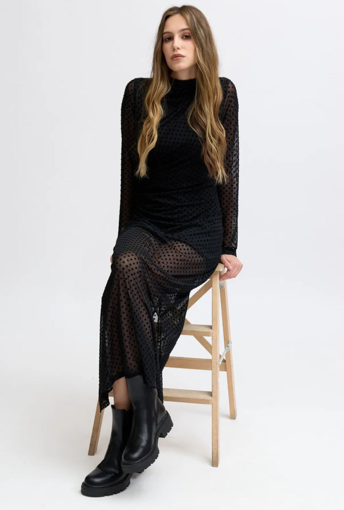 Qnuz 9220 Mesh dress dots black