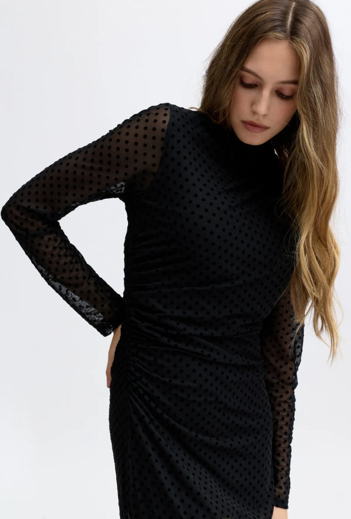 Qnuz 9220 Mesh dress dots black