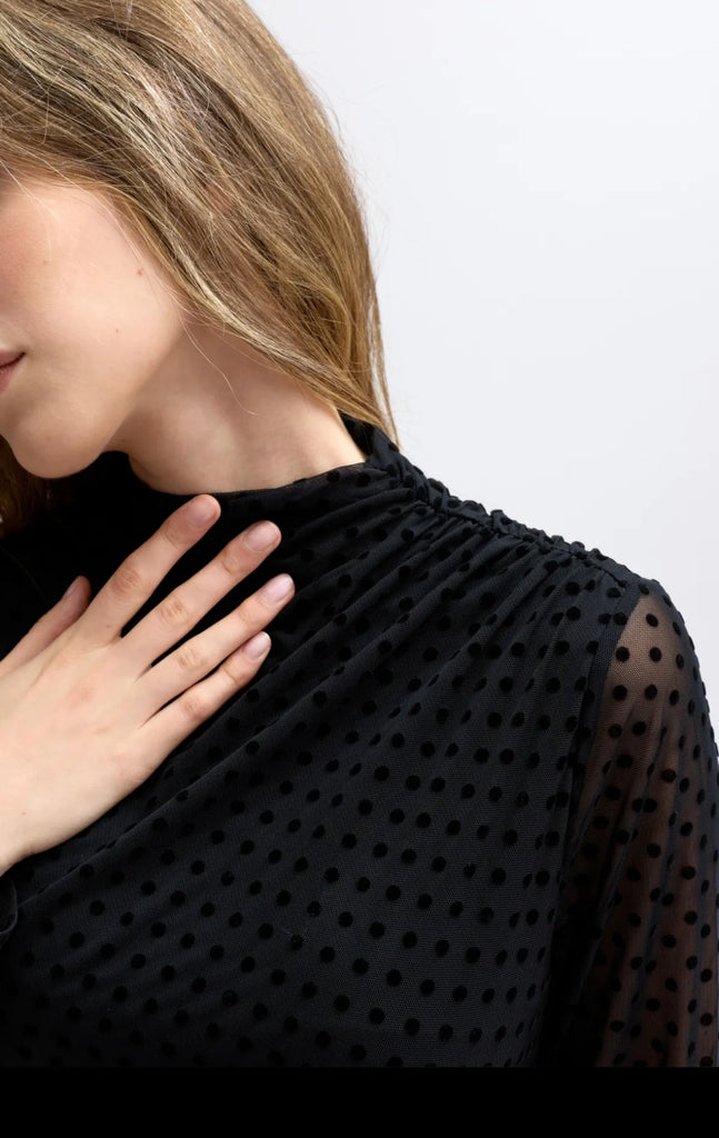 Qnuz 9220 Mesh dress dots black