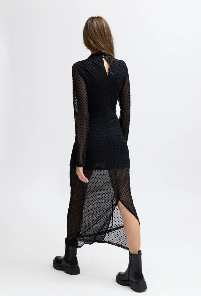 Qnuz 9220 Mesh dress dots black