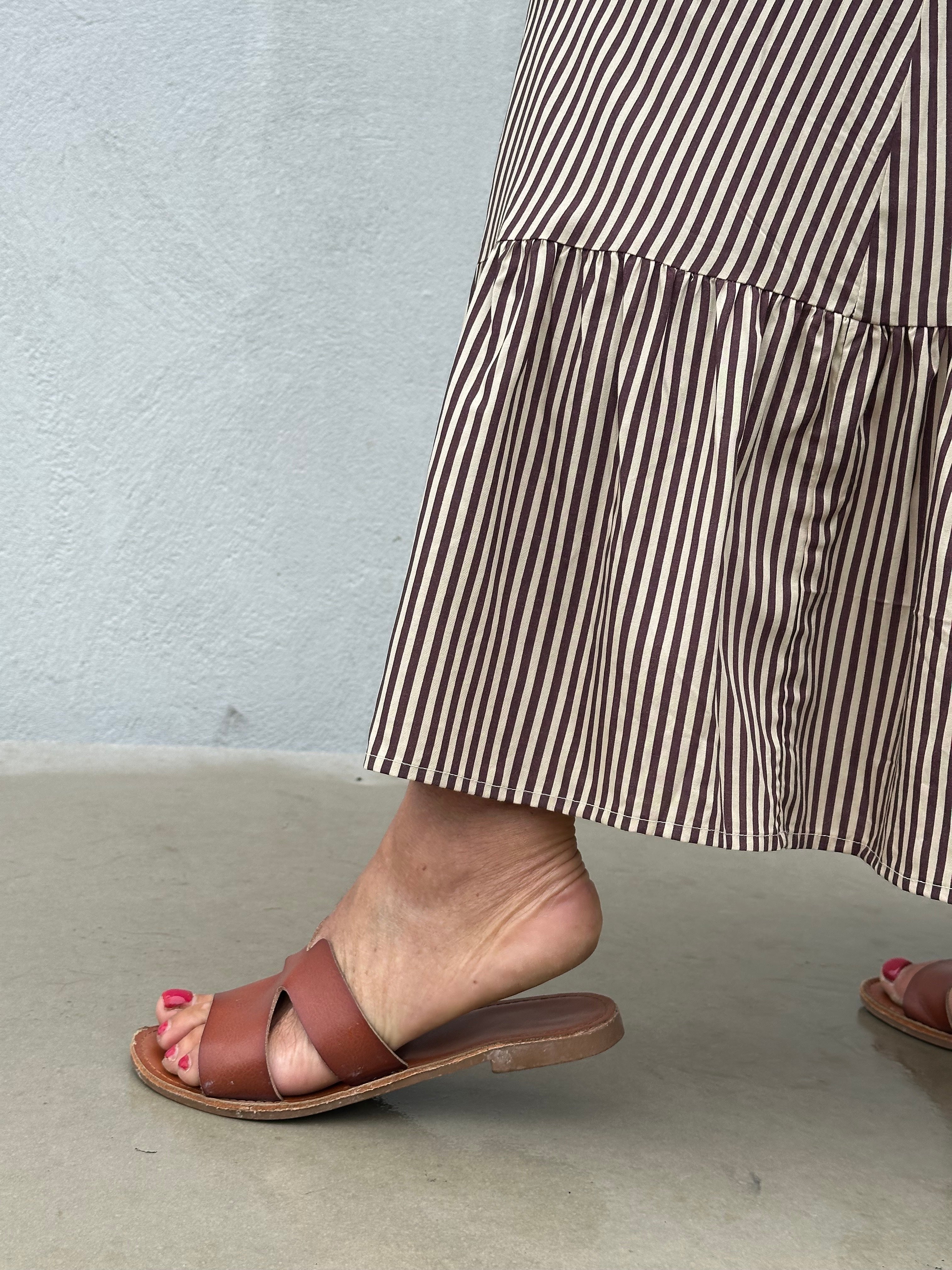 Gaspar 2601766 Loule dress stripe brown