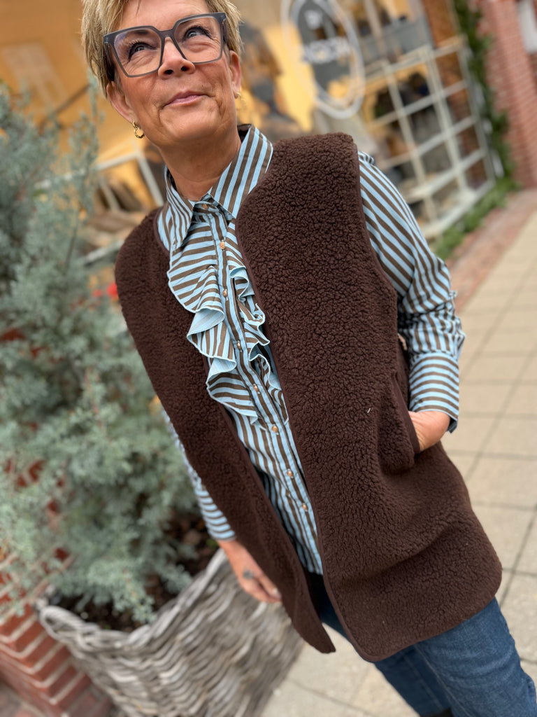 Gaspar 251337 Madison stripe skjorte brown