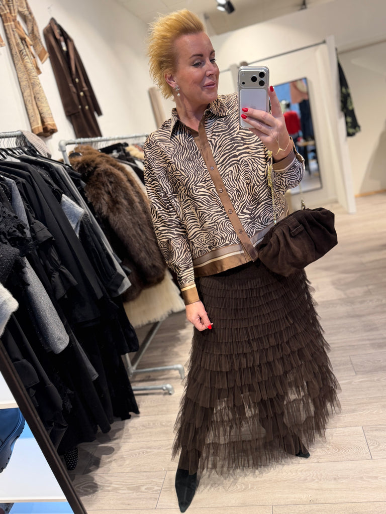 By Engbork Wonder tyl skirt Chokolade