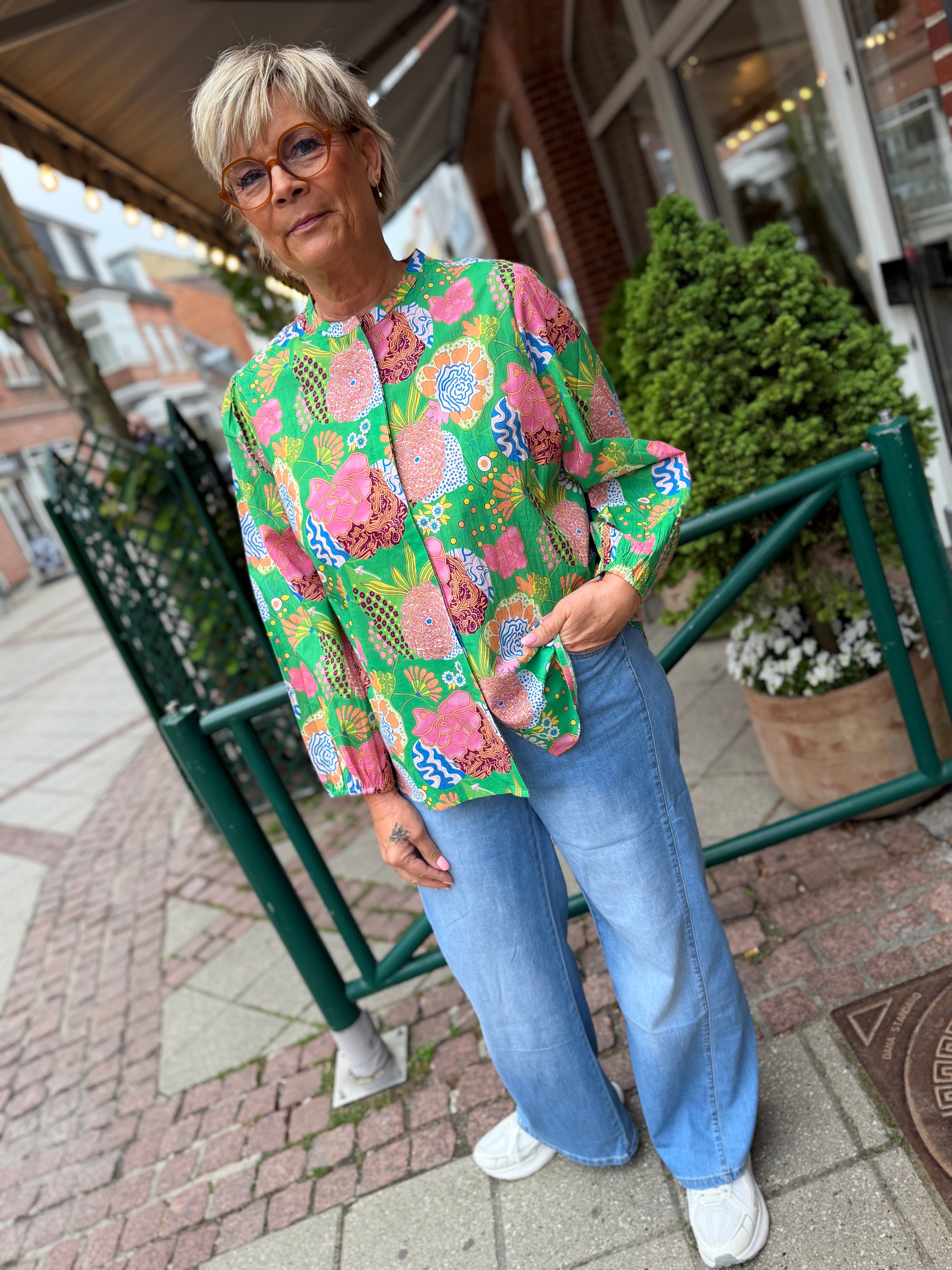 WAUW Capri blouse flower print green