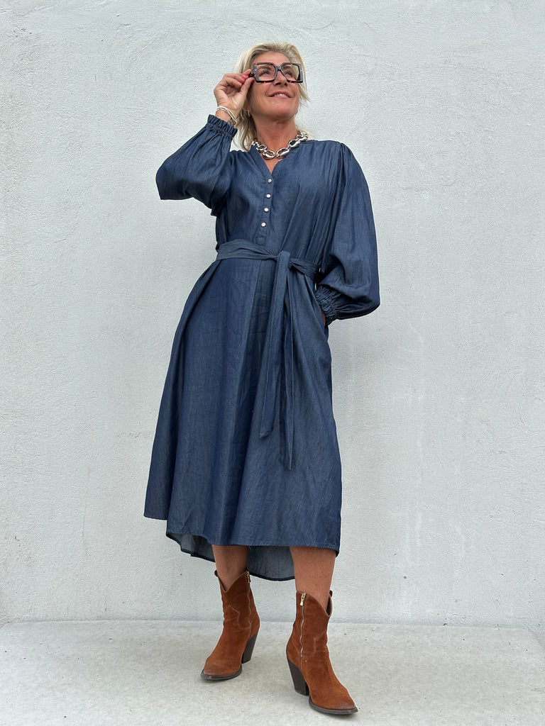 Gaspar 2507724 Tunø kjole LS denim blue