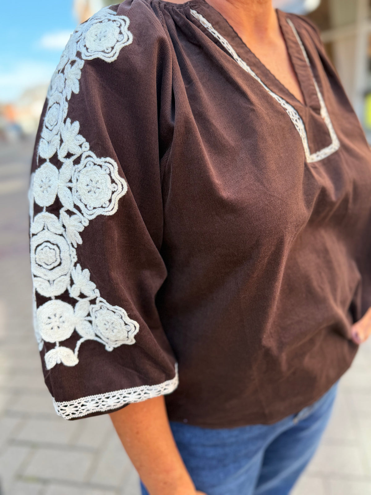 Boho Love B1416 corduroy blouse brown