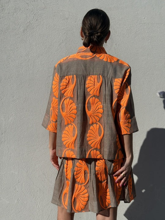 Gaspar 2601342 Porto blouse jacquard sand