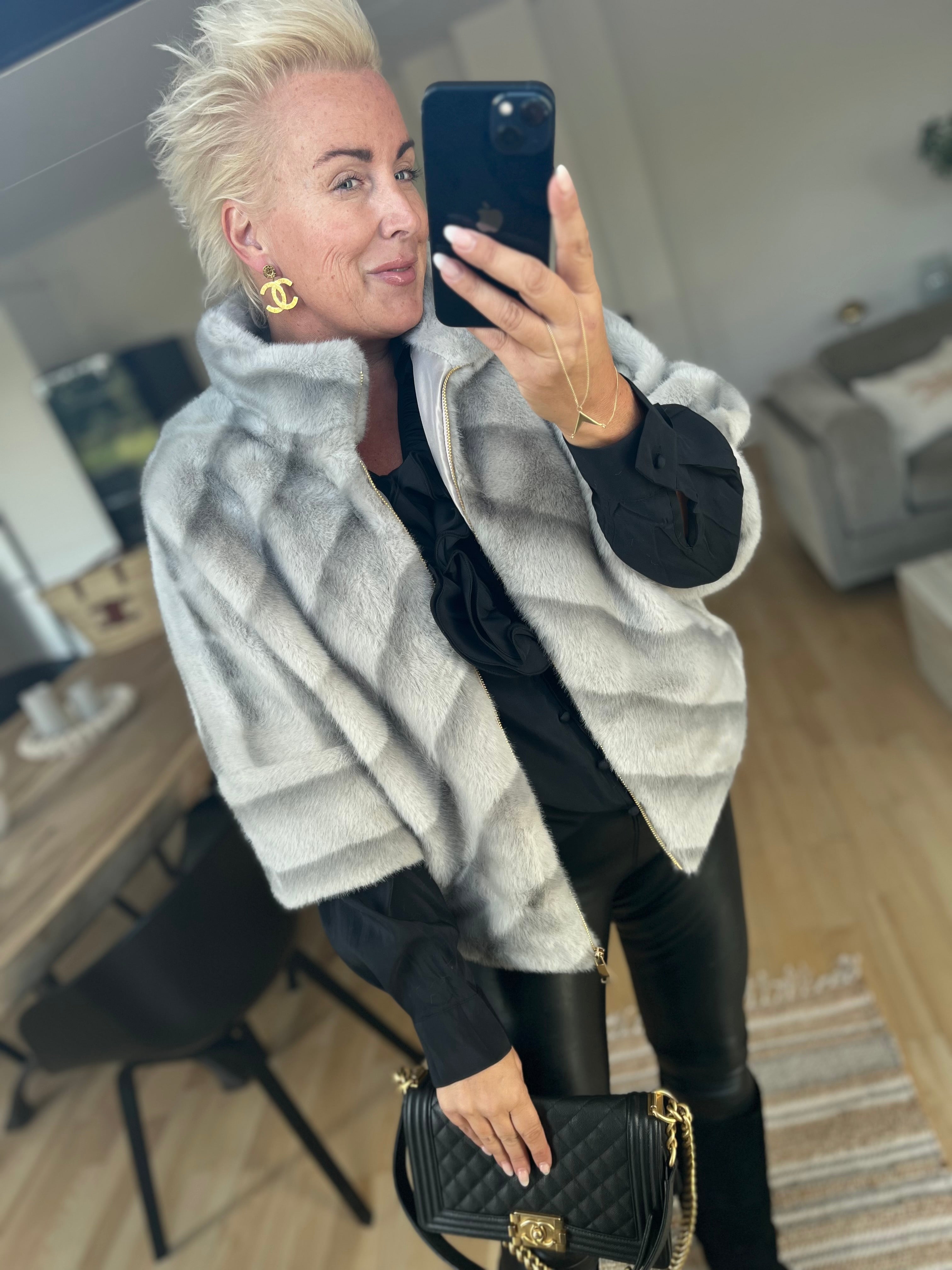 By Engbork Marilyn fake fur jakke grey