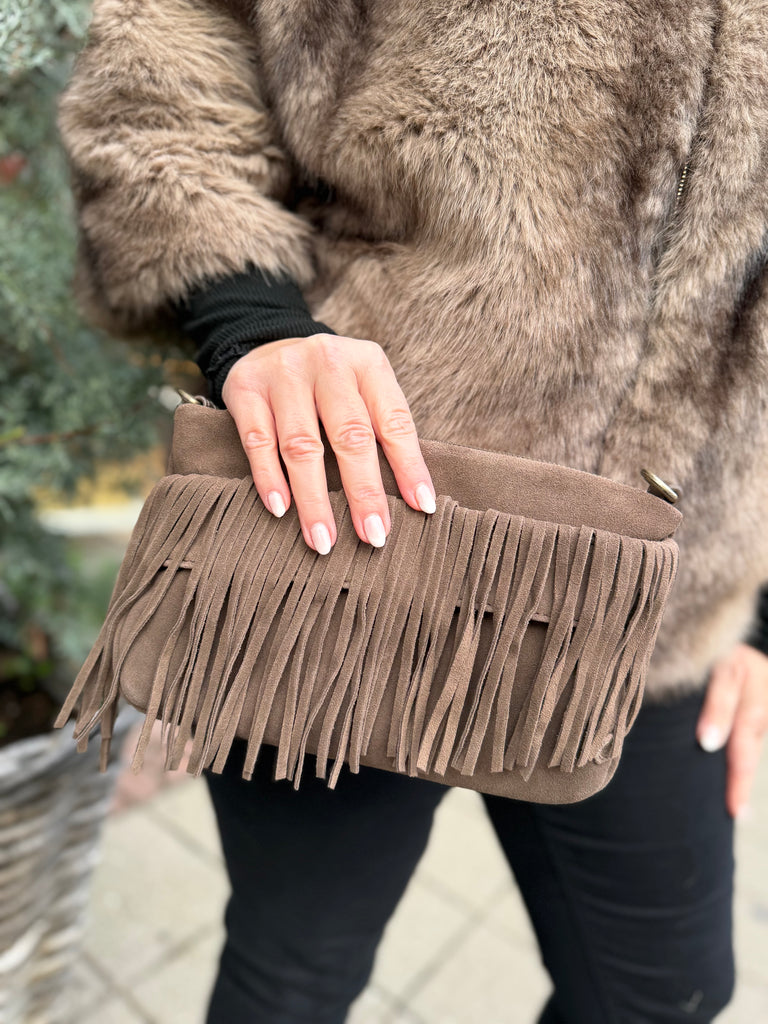 Depeche 16654 clutch suede bag brown