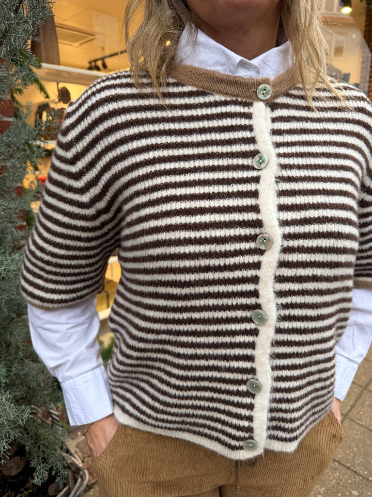 Qnuz 9225 knit striped cardigan choco
