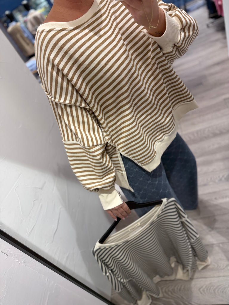 By Engbork Wilma bluse stripe brown