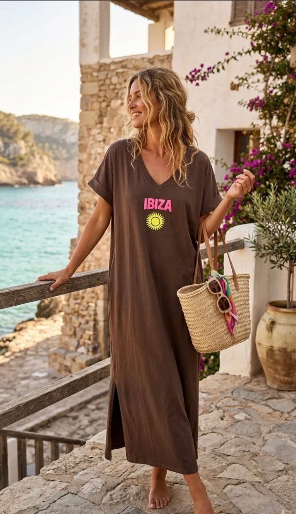 Ibiza beach dress brown