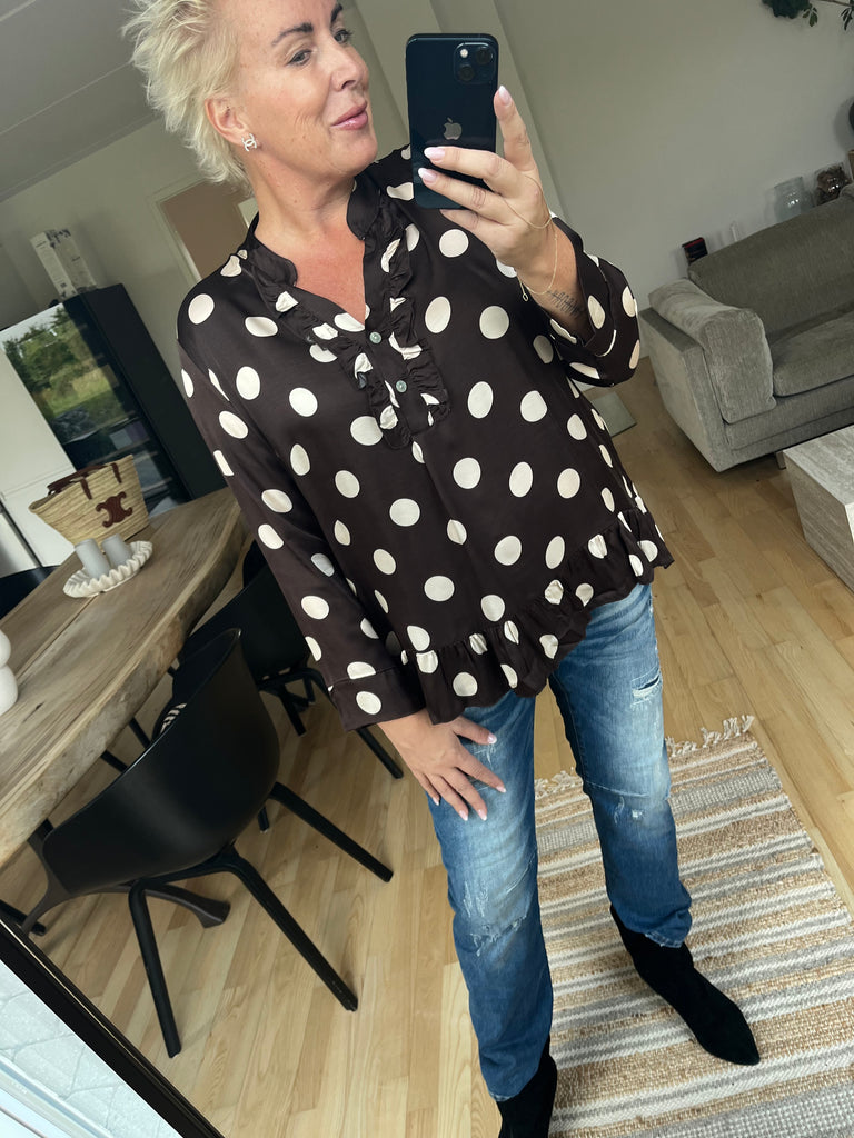 Boho Love B1292 skjorte dot satin brown