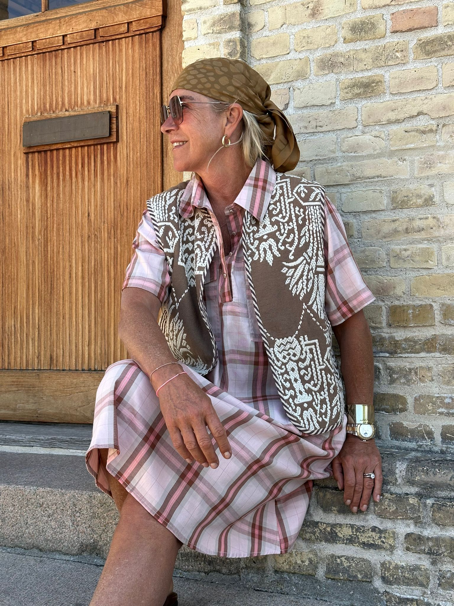 Gaspar 2601731 Nice check dress rosa