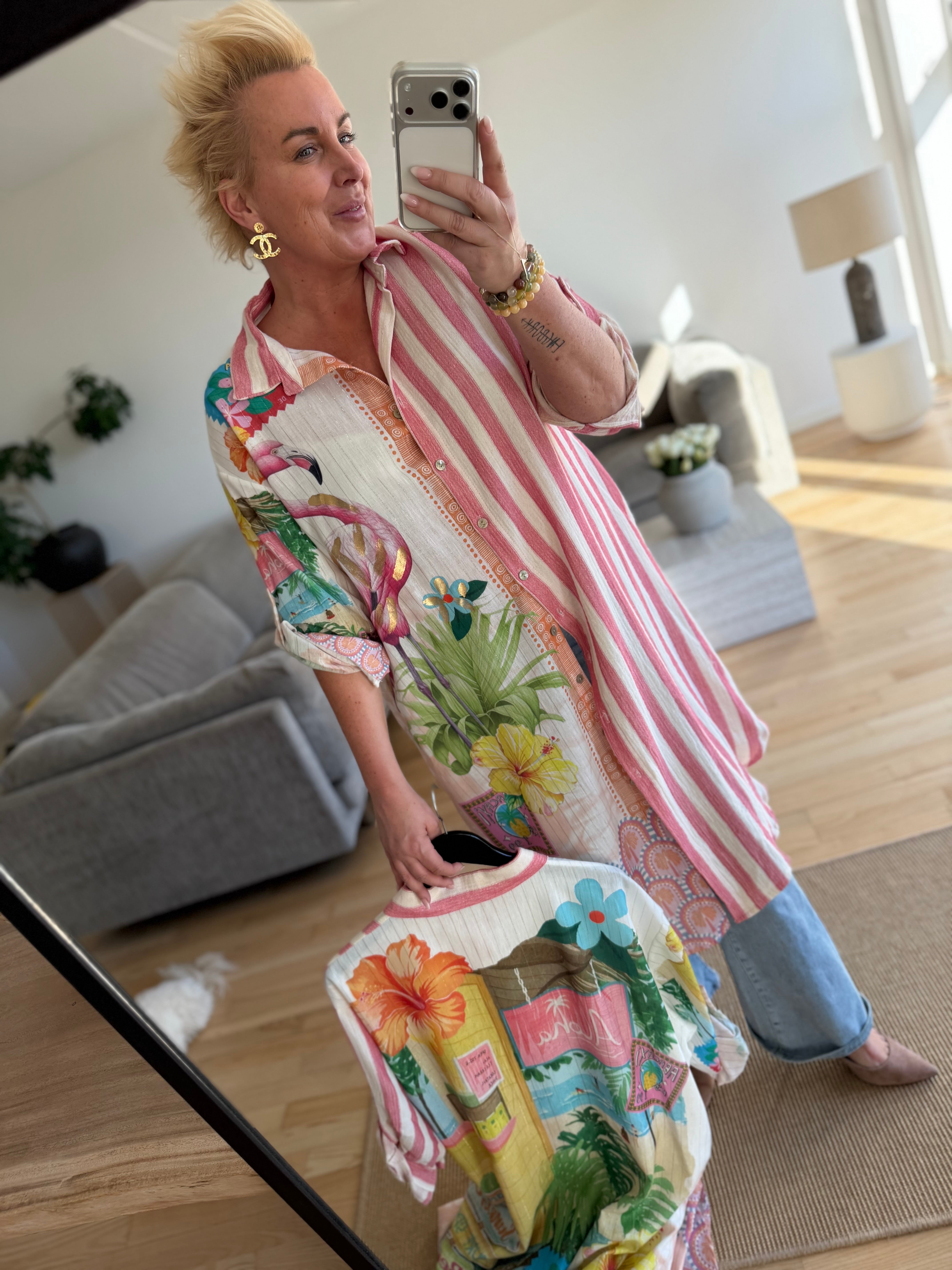 By Engbork Flamingo dress stripe