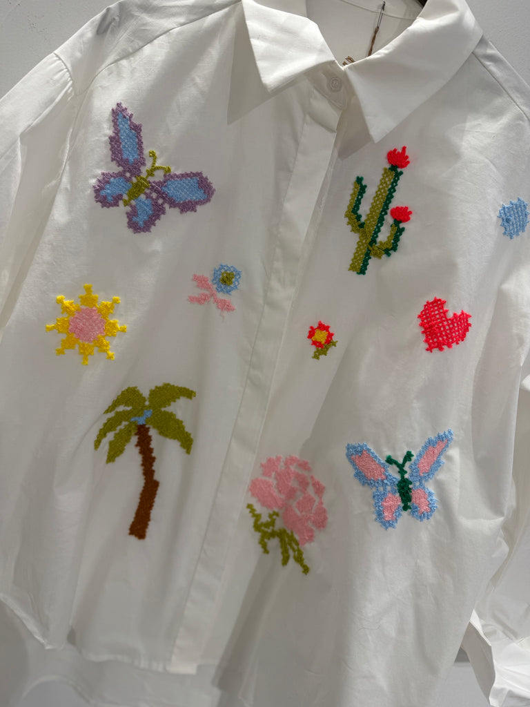 Boho Love B1327-02 skjorte palm white