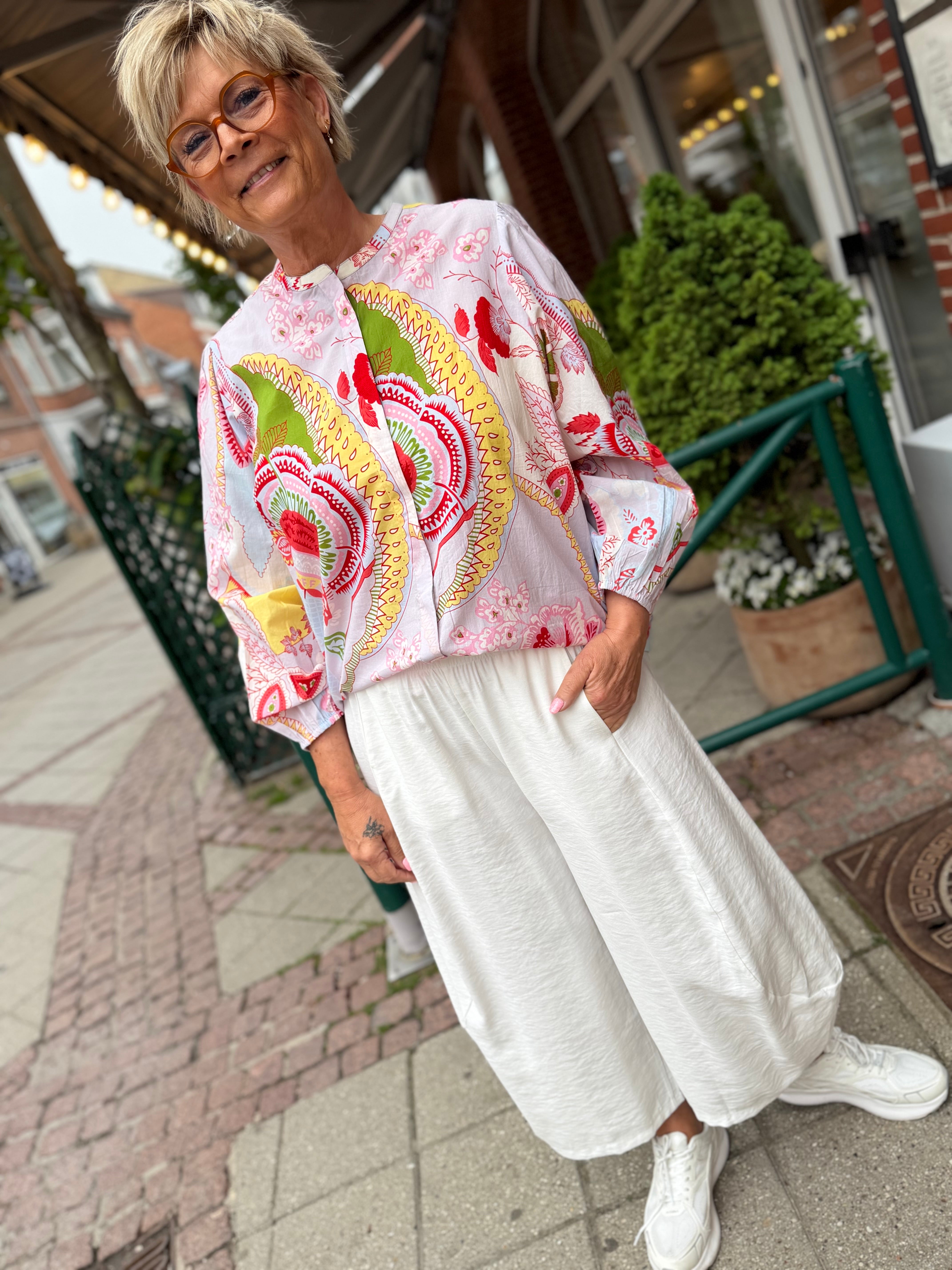 WAUW Capri blouse flower print grey