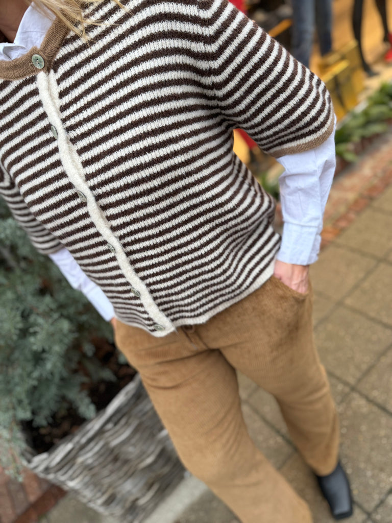 Qnuz 9225 knit striped cardigan choco