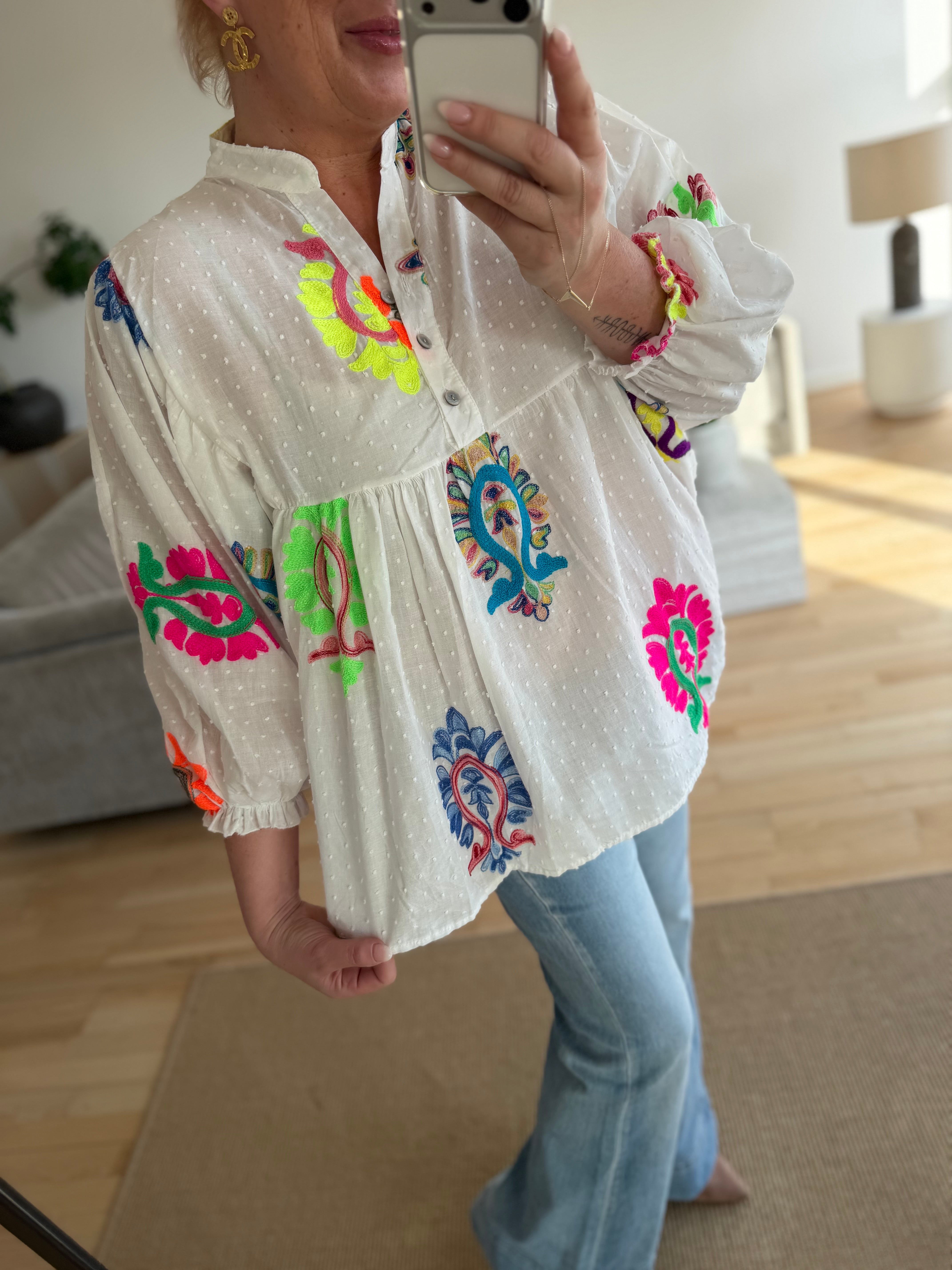 Boho Love B1351 Mix skjorte white