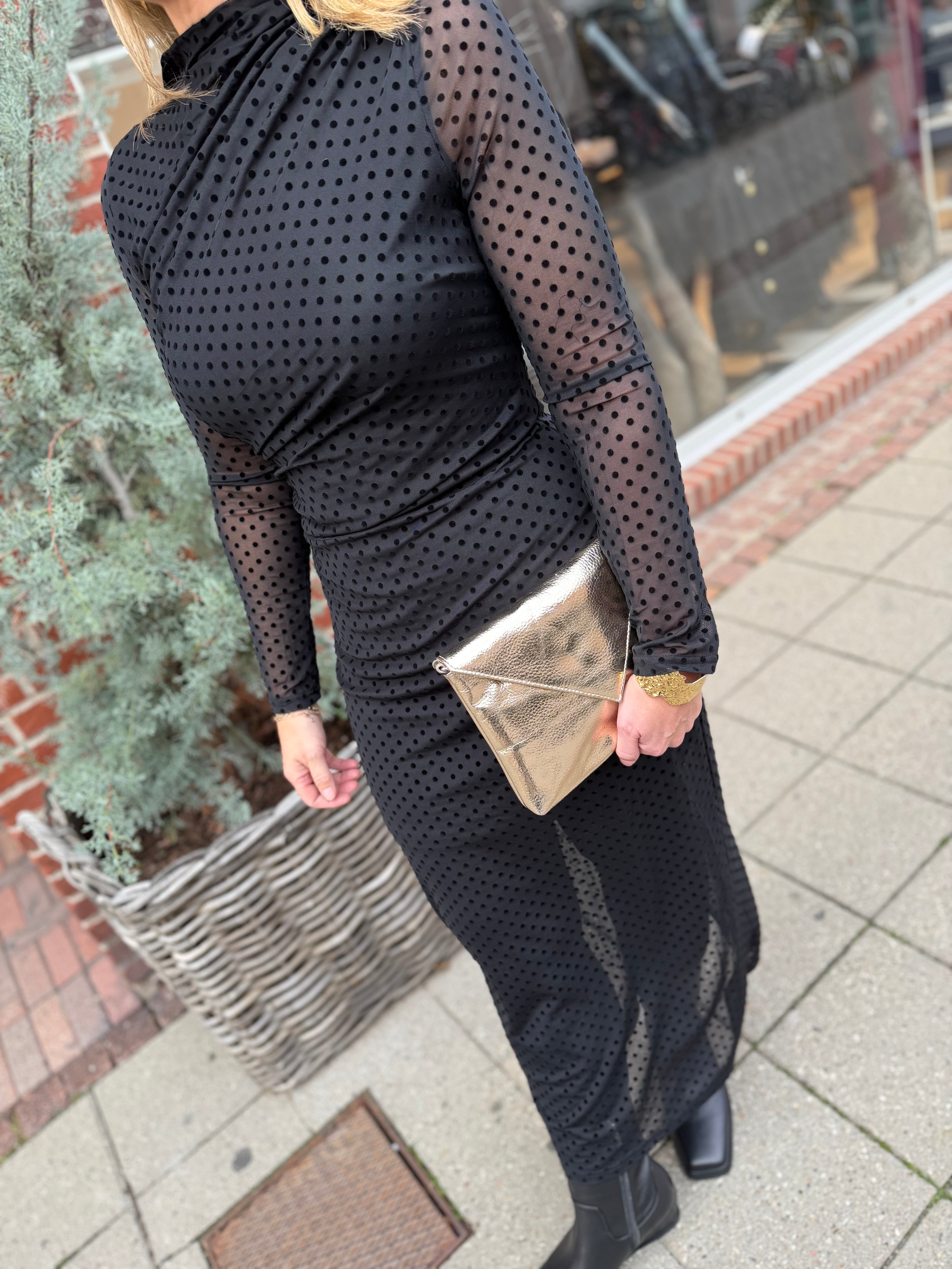 Qnuz 9220 Mesh dress dots black