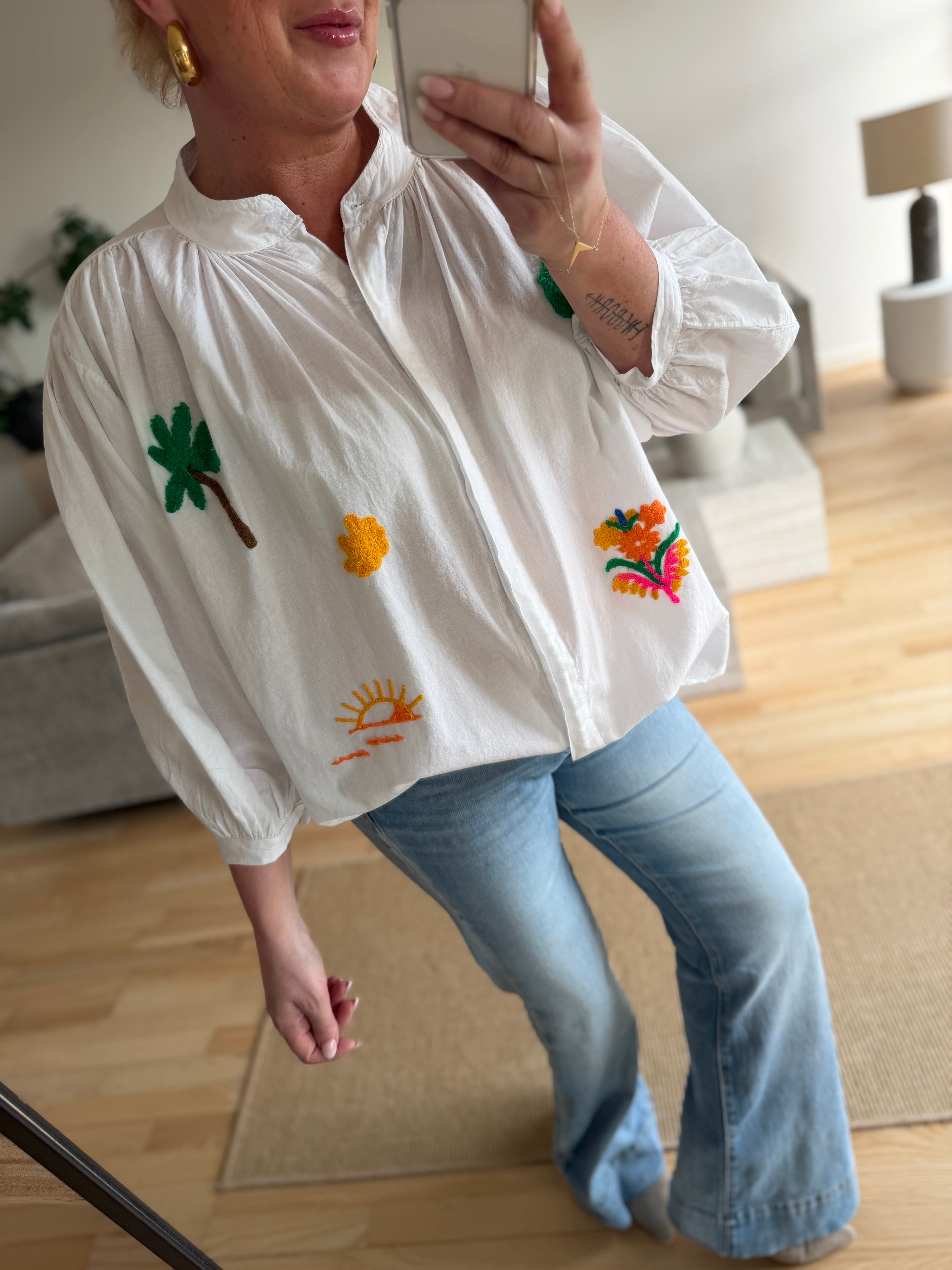 QNUZ 9250 skjorte embrodery white