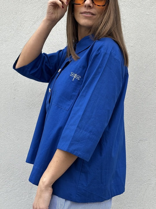 Gaspar 2601305 Porto blouse poplin royal