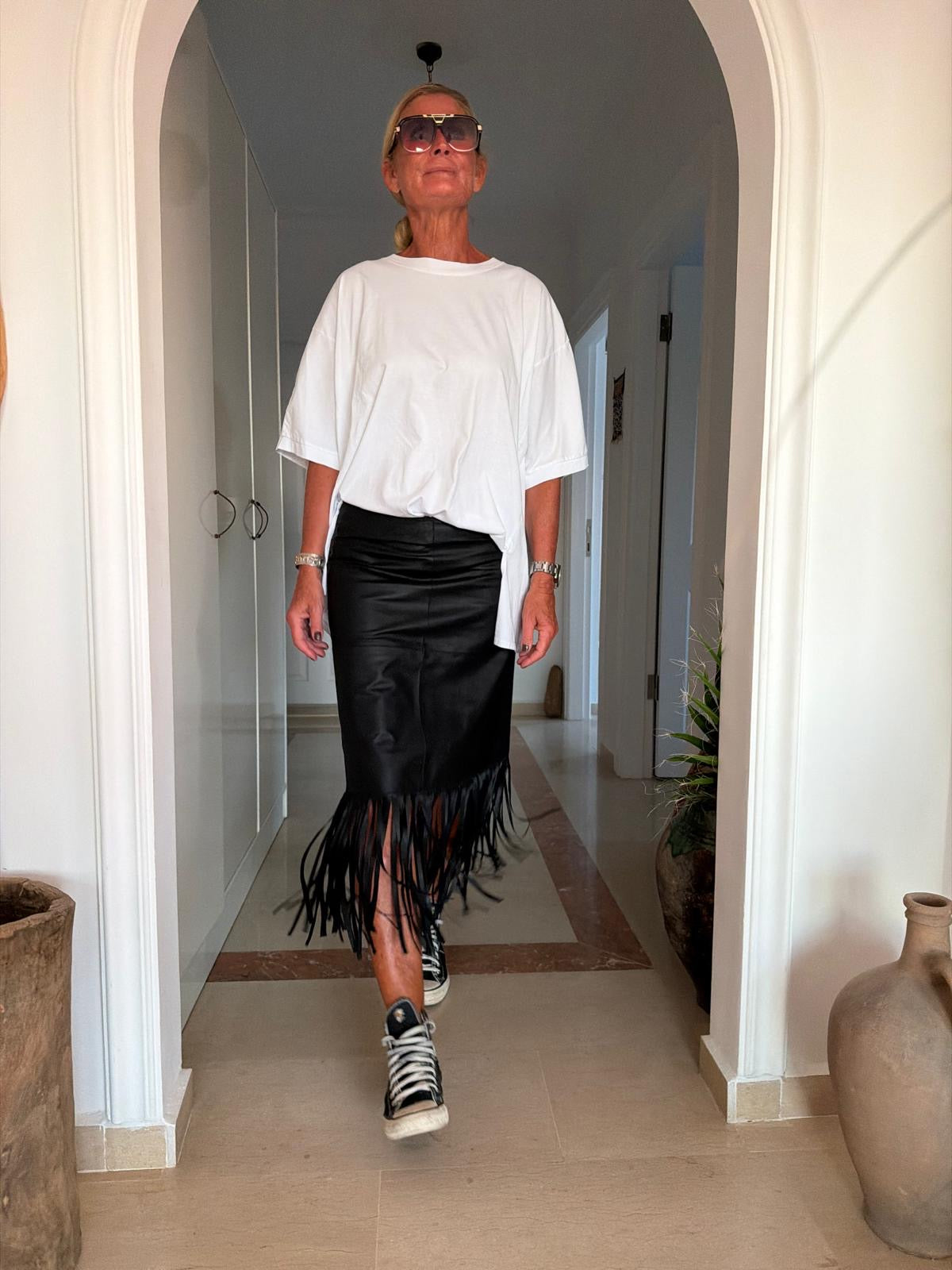 Depeche 51518 Safina skirt fringes black