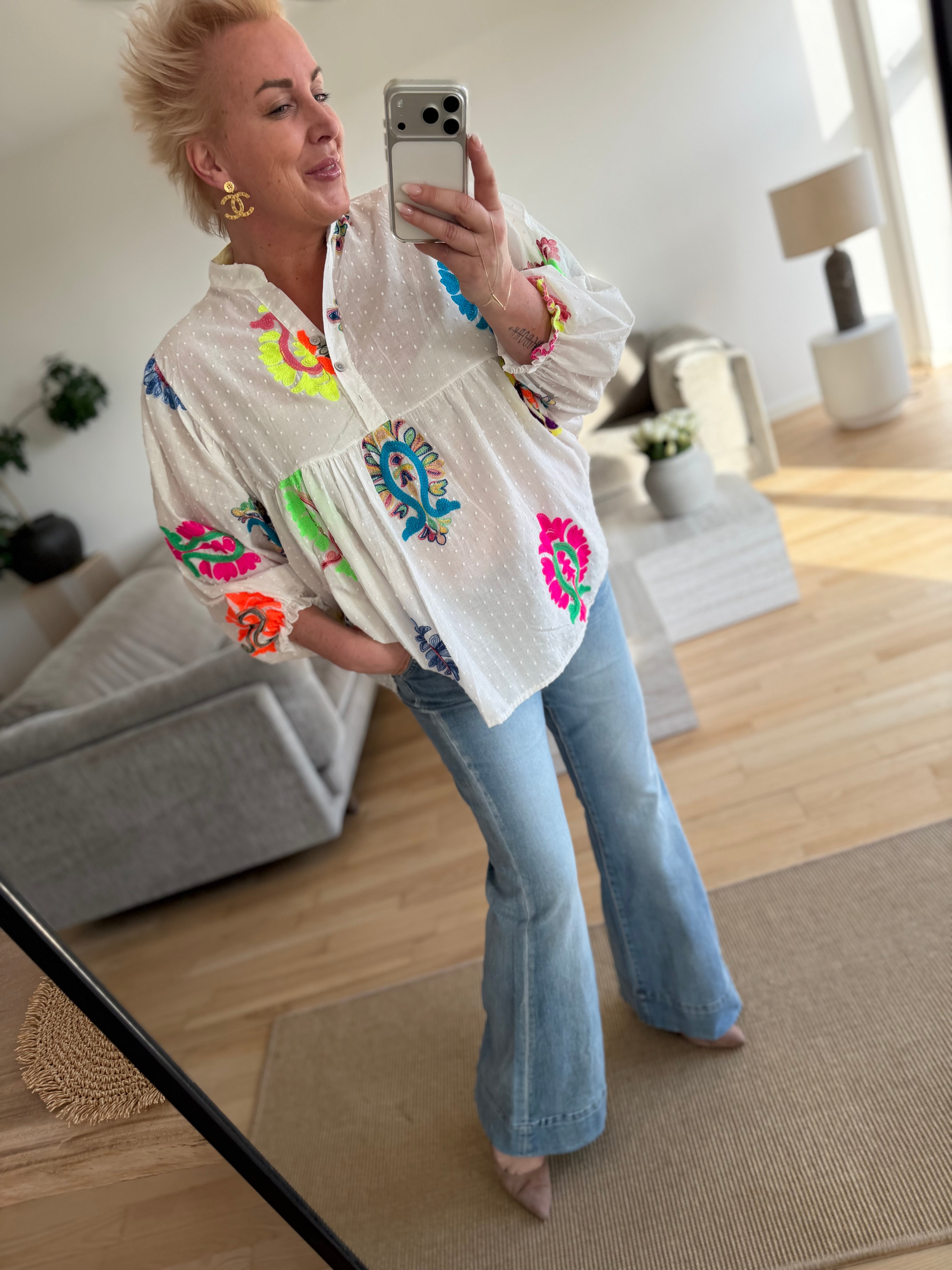 Boho Love B1351 Mix skjorte white