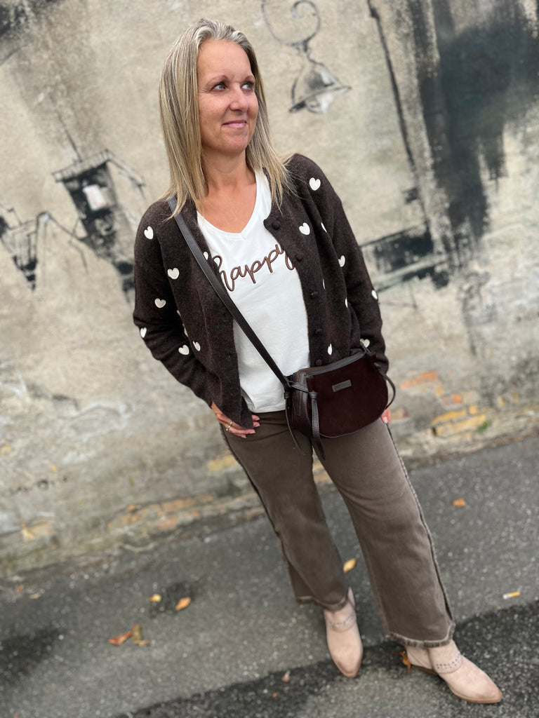 Boho Love B1281 HEART strik cardigan brown