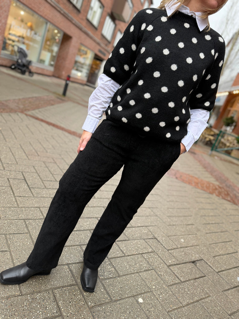 Qnuz 9221 knit blouse dots black