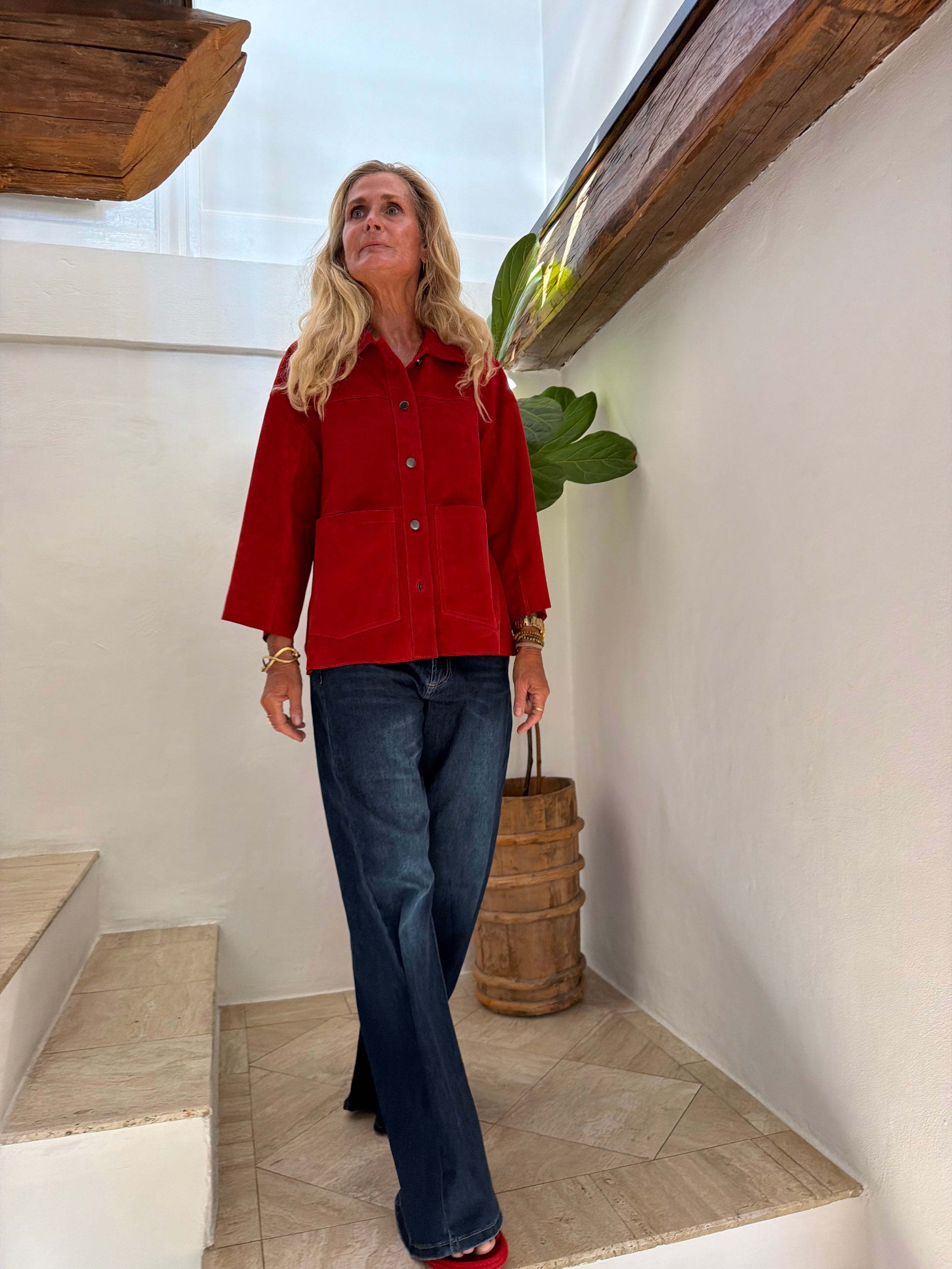 Depeche 51426 tonja oversize shirt suede red