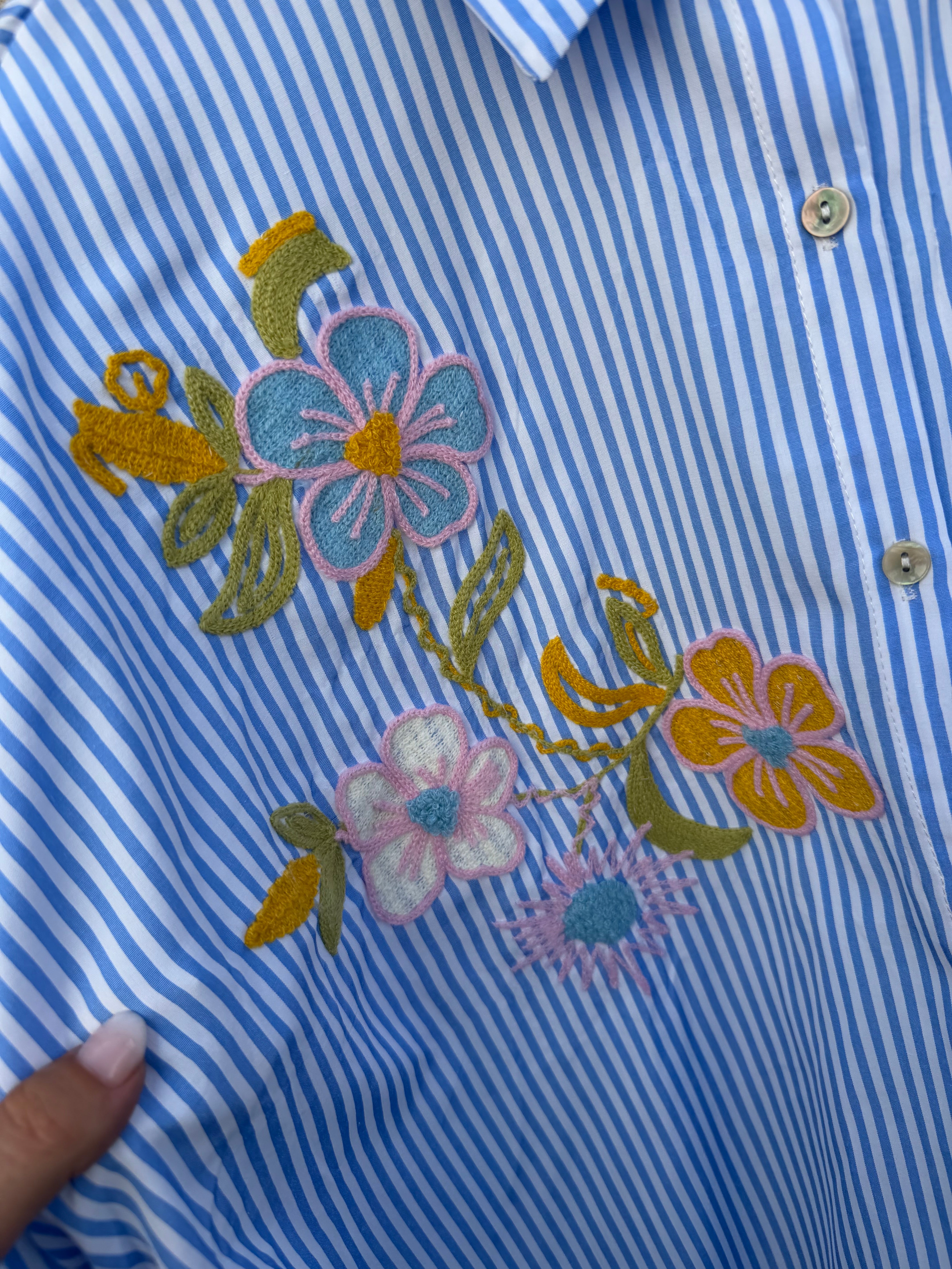 Flower Field shirt stripe blue