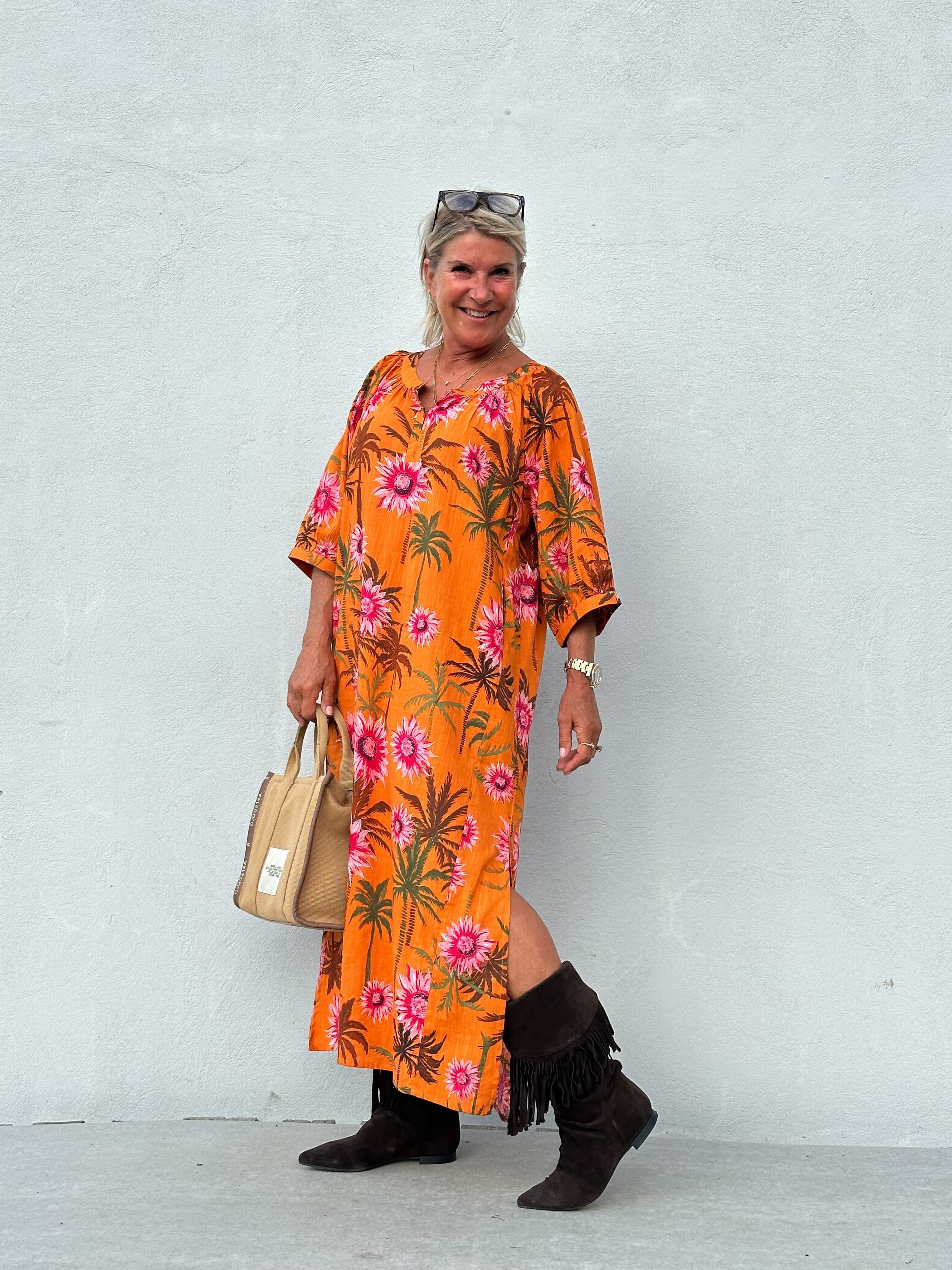 Gaspar 2607765 Athen dress flower orange