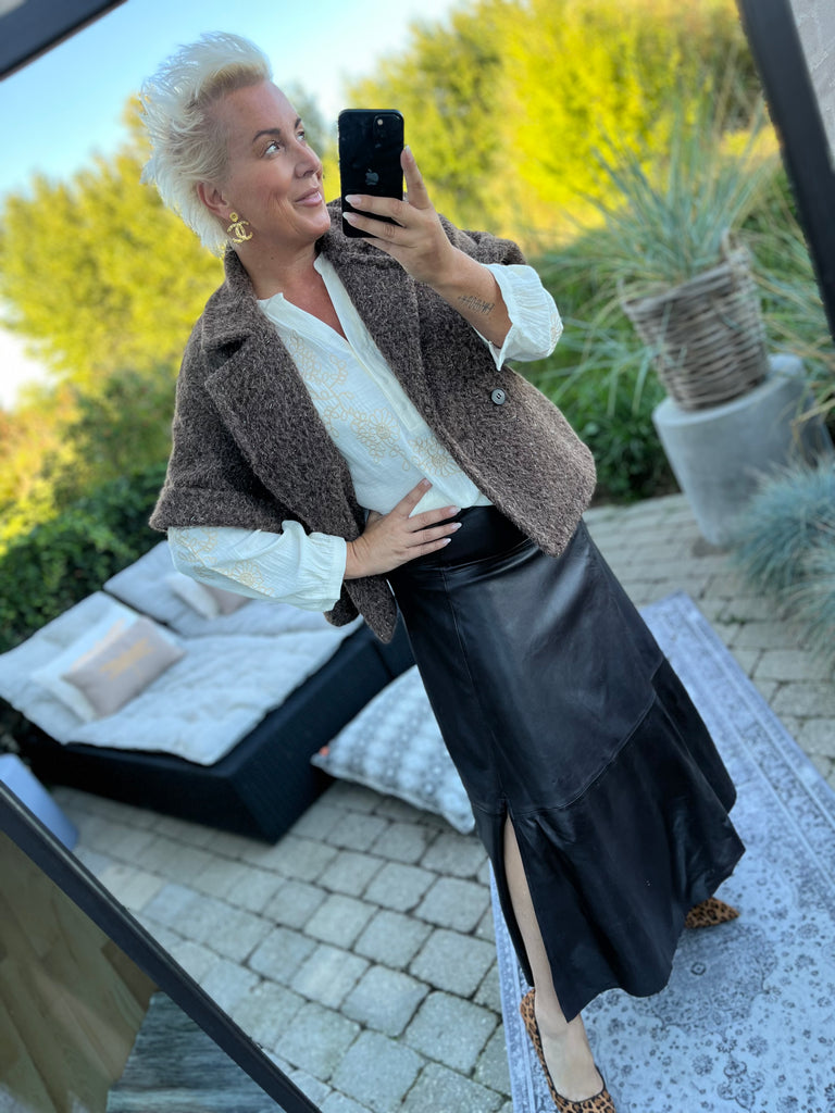 Depeche 51266 Marly skirt leather chocolate