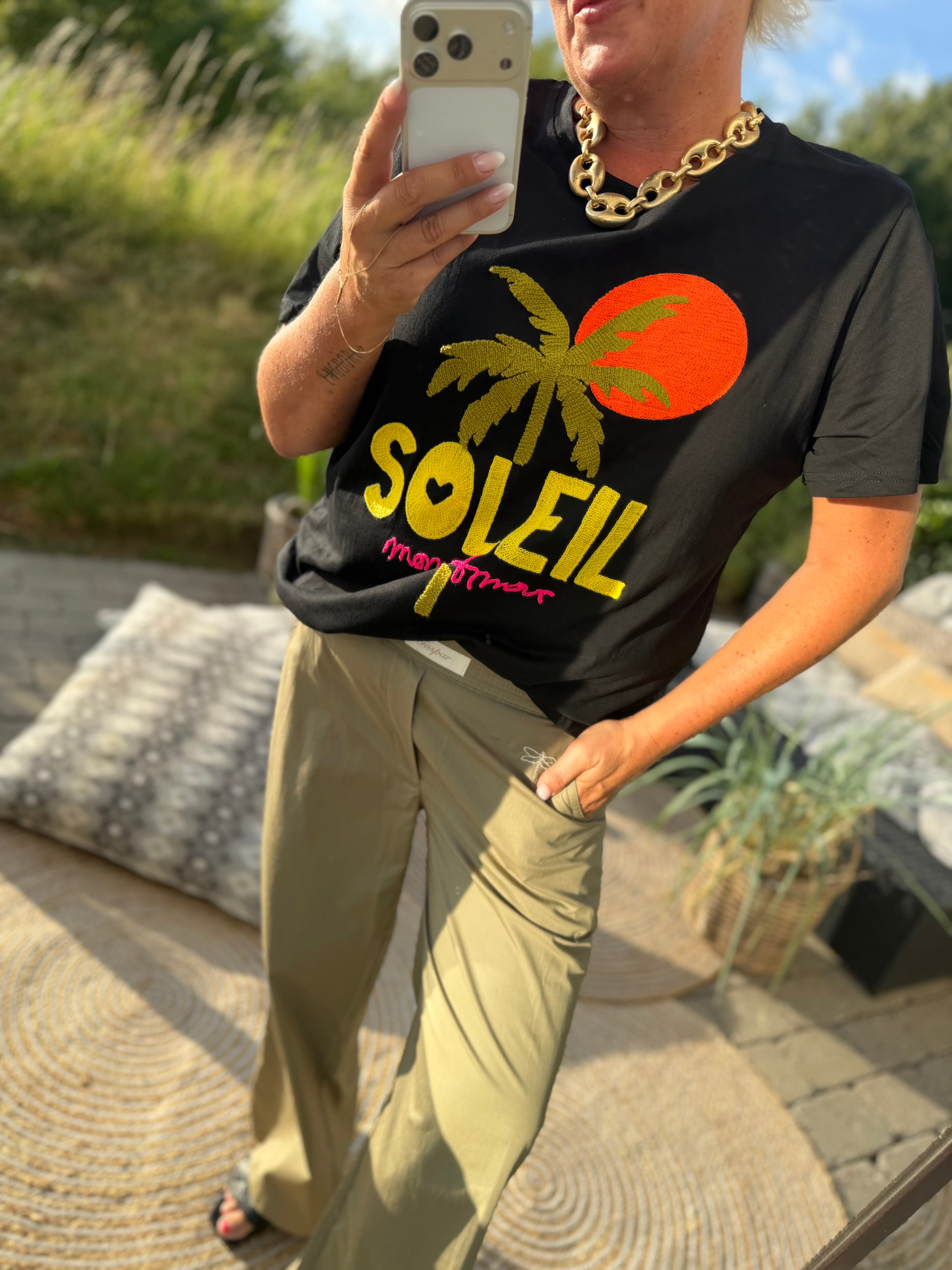 Soleil palm sun T-shirt black
