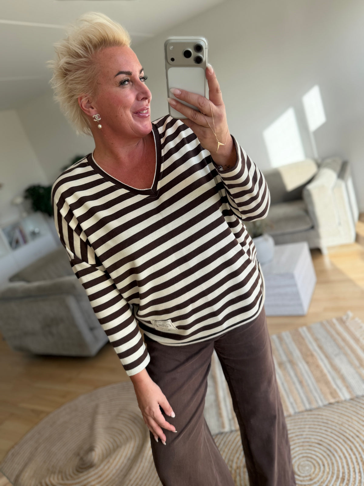 CABANA Living 3497 Garda blouse stripe brown/wite