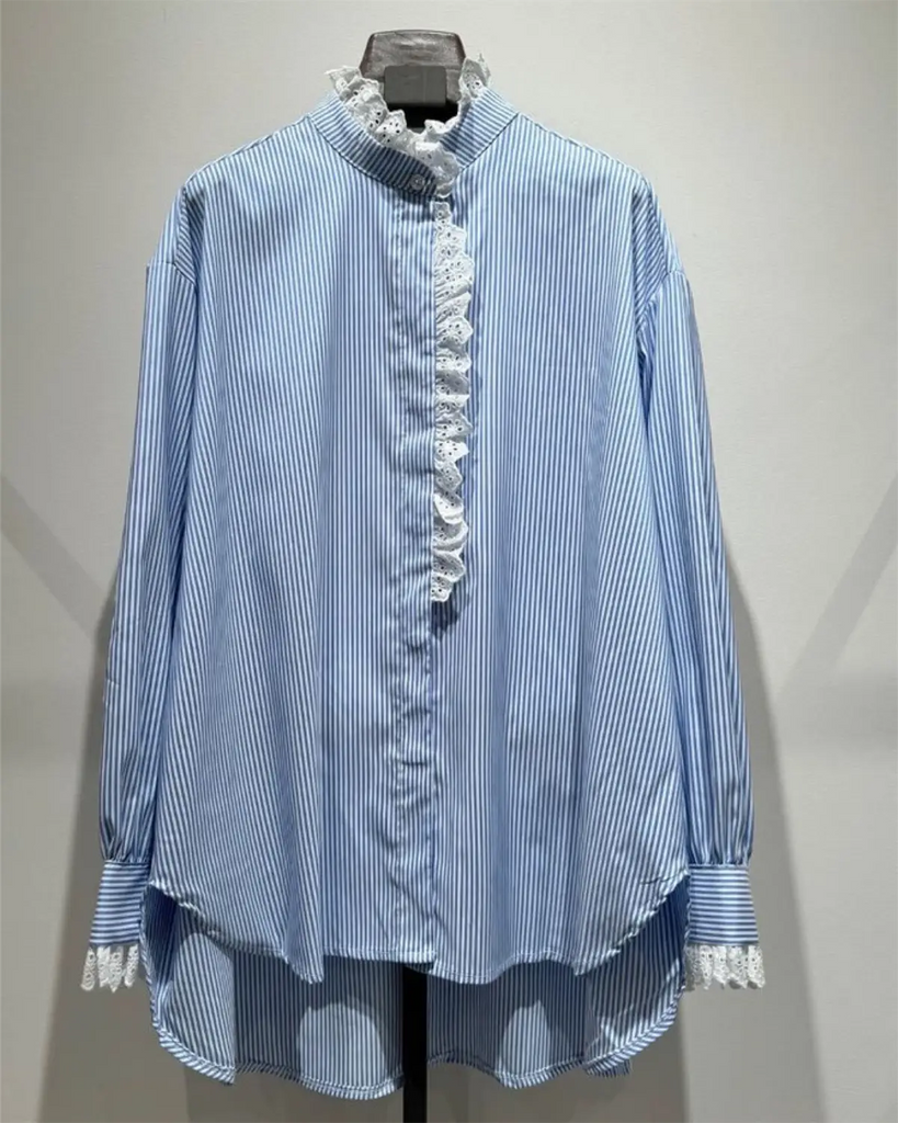 Boho Love B1137 shirt lace blue stripe