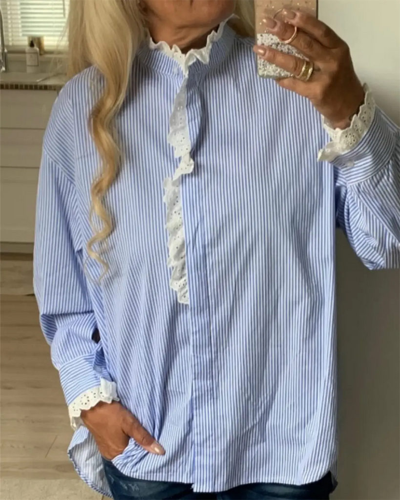 Boho Love B1137 shirt lace blue stripe