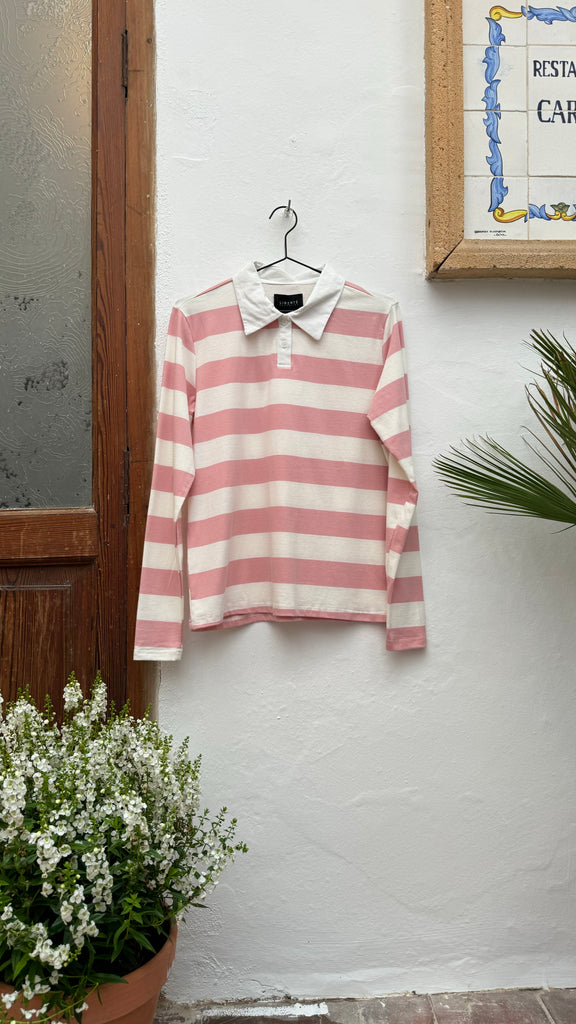 Liberte 22145 Polo LS shirt stripe rosa