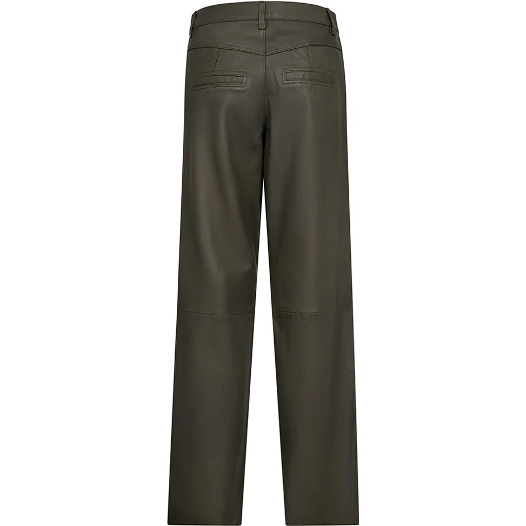 Depeche 51158 Boa HW pants wide leather khaki